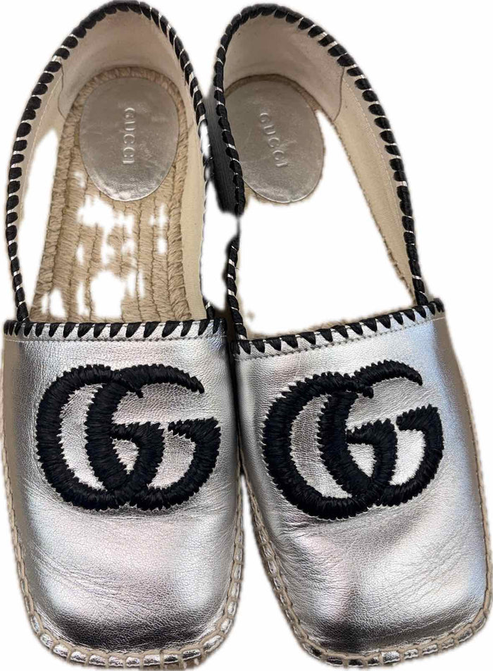 GG Embroidered Leather Espadrilles