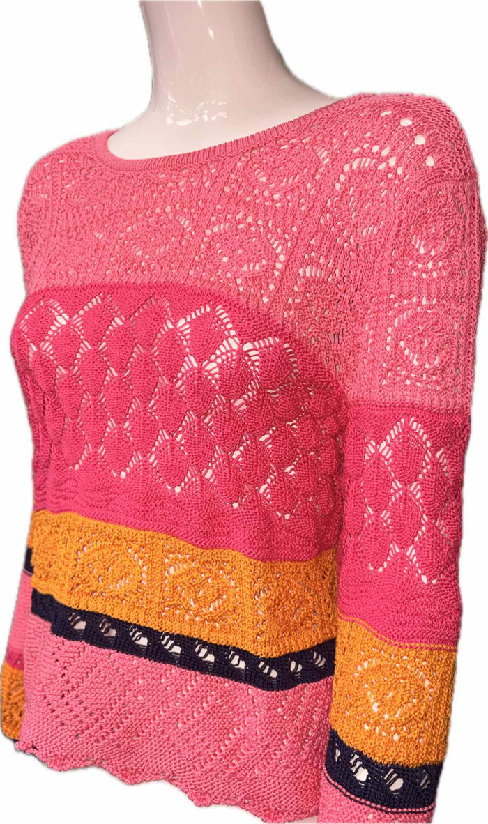 Carolina Herrera Striped Crochet Knit Top